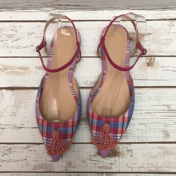 J Crew Plaid Tassel Flats B3-3-11-25 - Picture 2 of 7